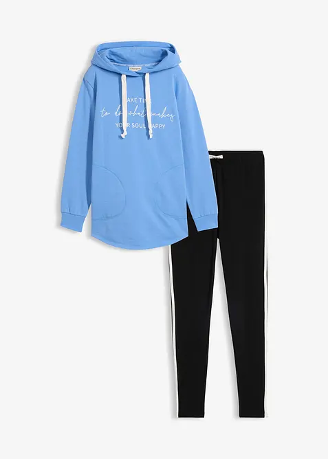 Tuta sportiva con felpa lunga e leggings (set 2 pezzi), bonprix