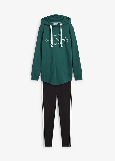 Tuta sportiva con felpa lunga e leggings (set 2 pezzi), bonprix