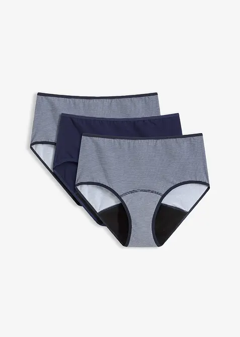 Culotte mestruali a vita alta con media assorbenza (pacco da 3), bonprix