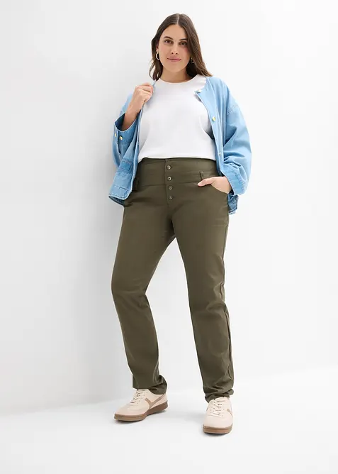 Pantaloni elasticizzati in twill, bonprix