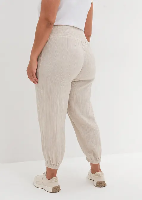 Pantaloni in mussola con vita a smock, bonprix