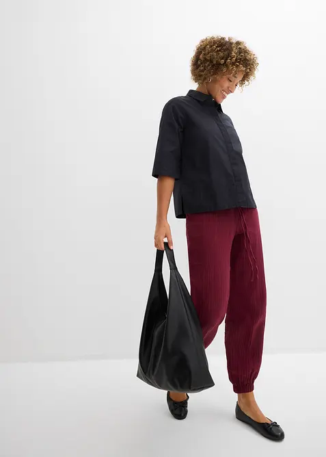 Pantaloni in mussola con vita a smock, bonprix