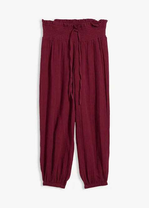 Pantaloni in mussola con vita a smock, bonprix