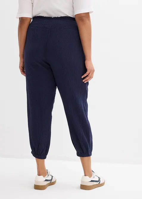 Pantaloni in mussola con vita a smock, bonprix