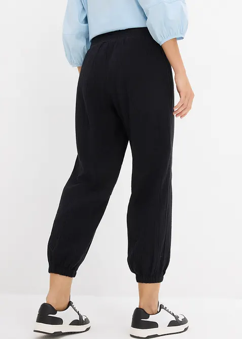 Pantaloni in mussola con vita a smock, bonprix