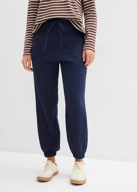 Pantaloni in mussola con vita a smock, bonprix