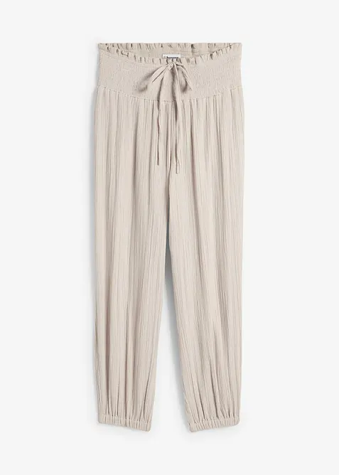 Pantaloni in mussola con vita a smock, bonprix
