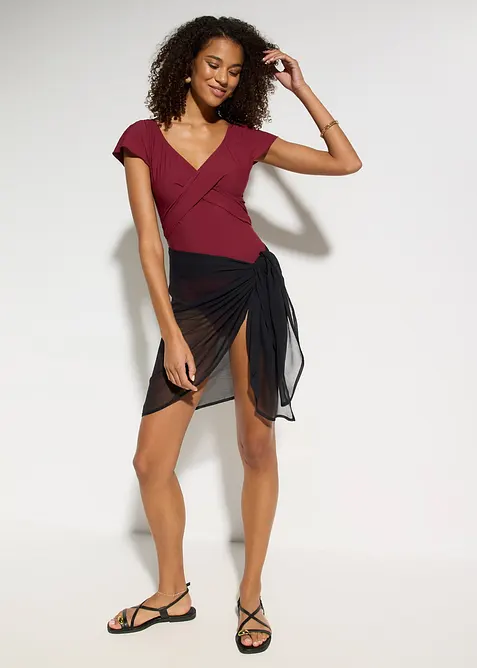 Costume intero con dettaglio incrociato ed effetto modellante leggero, bonprix