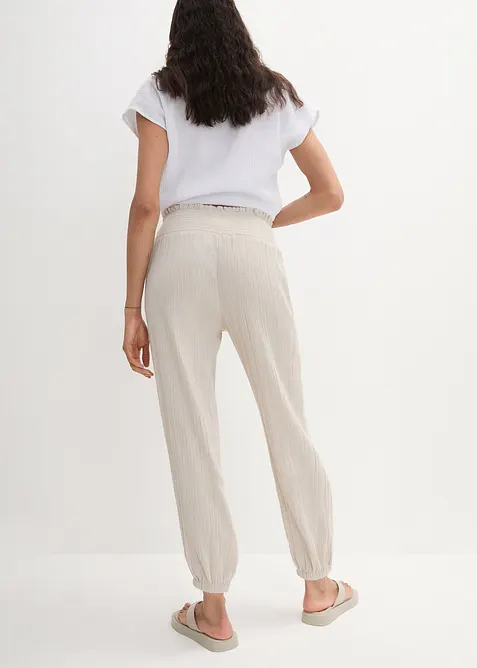 Pantaloni in mussola con vita a smock, bonprix