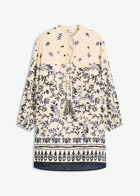 Abito corto effetto lino in stile boh&eacute;mien, bonprix