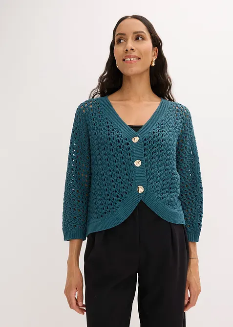 Cardigan traforato in puro cotone, bonprix
