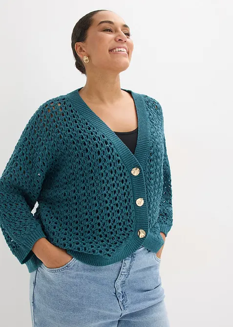 Cardigan traforato in puro cotone, bonprix
