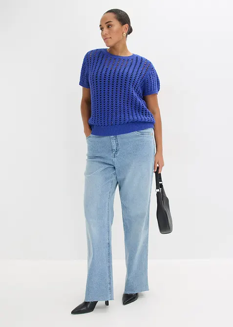 Maglia traforata a maniche corte in puro cotone, bonprix