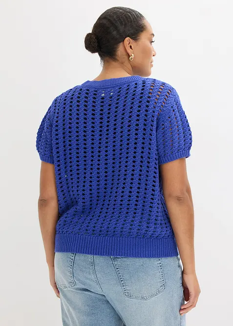 Maglia traforata a maniche corte in puro cotone, bonprix