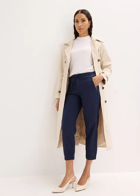 Pantaloni cropped in misto lino leggero, bonprix