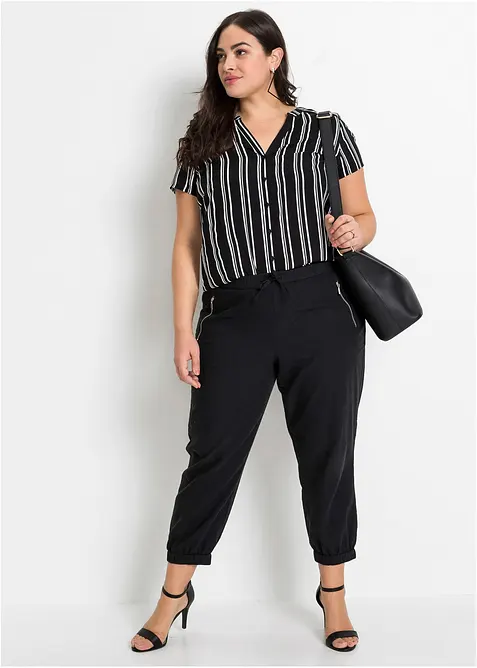 Pantaloni cropped in misto lino leggero, bonprix