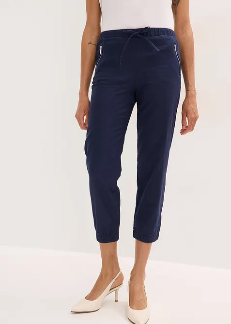 Pantaloni cropped in misto lino leggero, bonprix