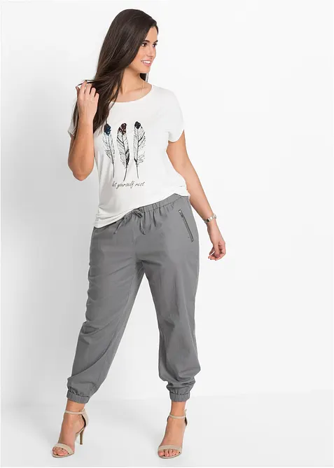 Pantaloni cropped in misto lino leggero, bonprix