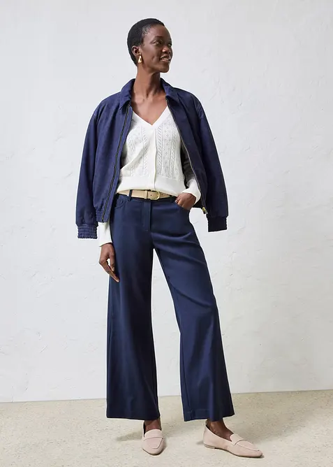 Cardigan traforato in misto seta, bonprix