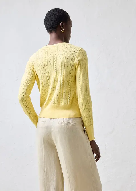 Cardigan traforato in misto seta, bonprix