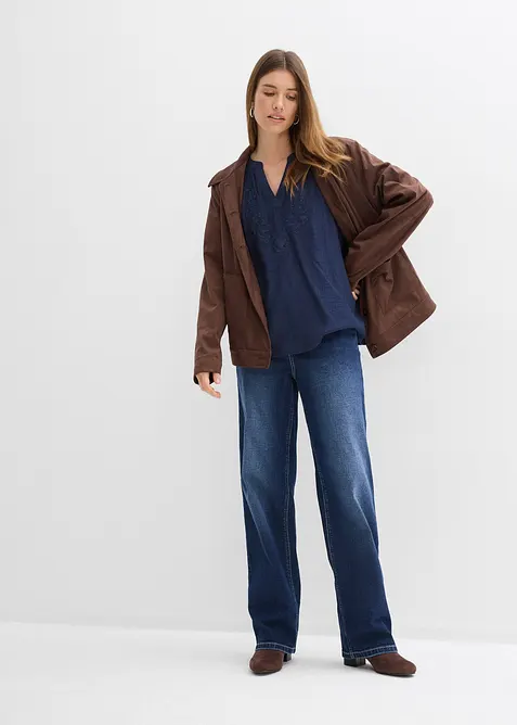 Camicetta a maniche corte in crinkle operato, bonprix