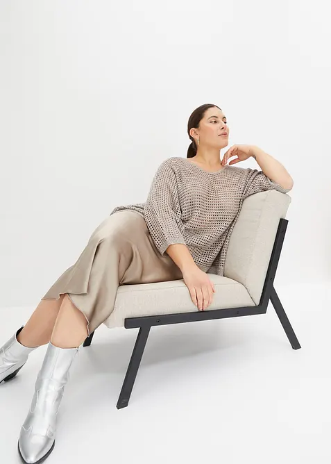 Maglione traforato in misto viscosa, bonprix