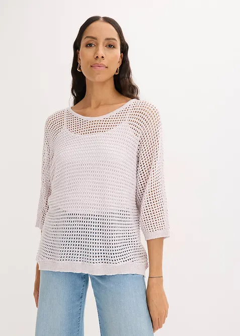 Maglione traforato in misto viscosa, bonprix