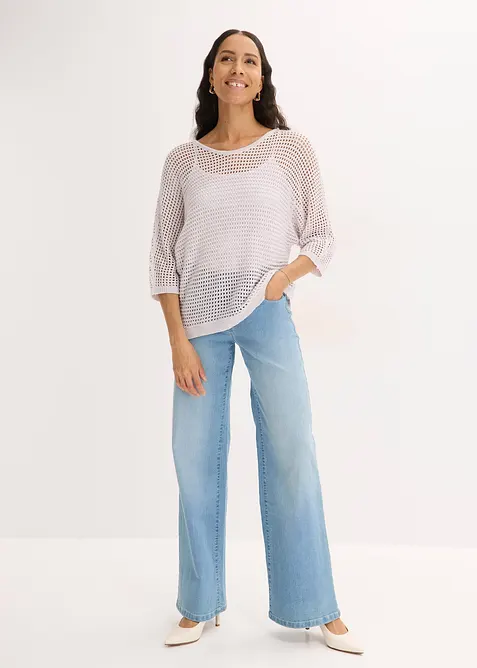 Maglione traforato in misto viscosa, bonprix