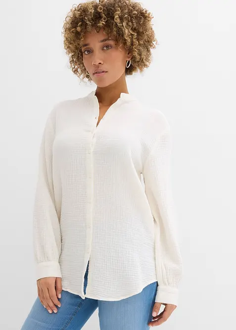 Camicia lunga in vaporosa mussola di cotone, bonprix
