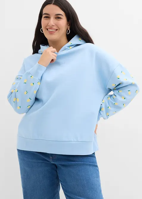 Felpa con cappuccio ampia in puro cotone biologico, bonprix