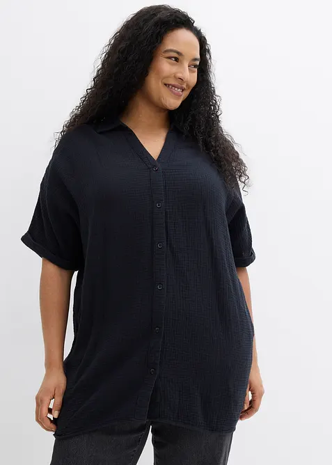 Blusa oversize lunga in soffice mussola, bonprix