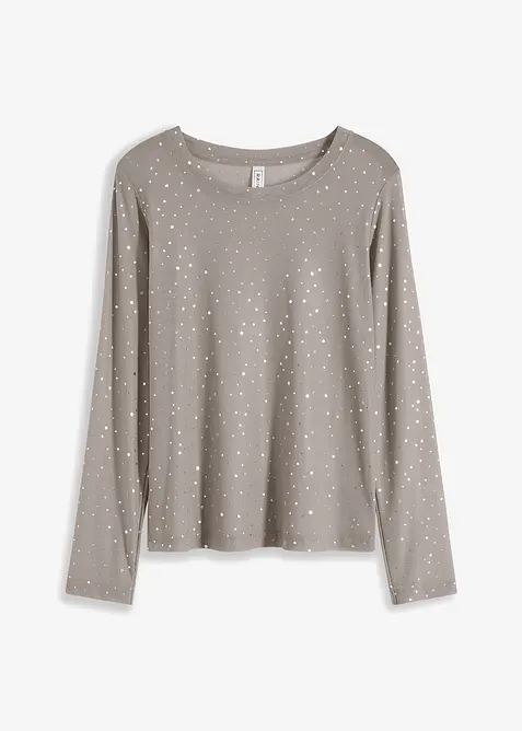 Maglia a maniche lunghe in mesh glitterato, bonprix
