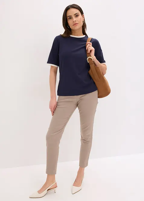 Maglia con bordatura in pizzo, bonprix