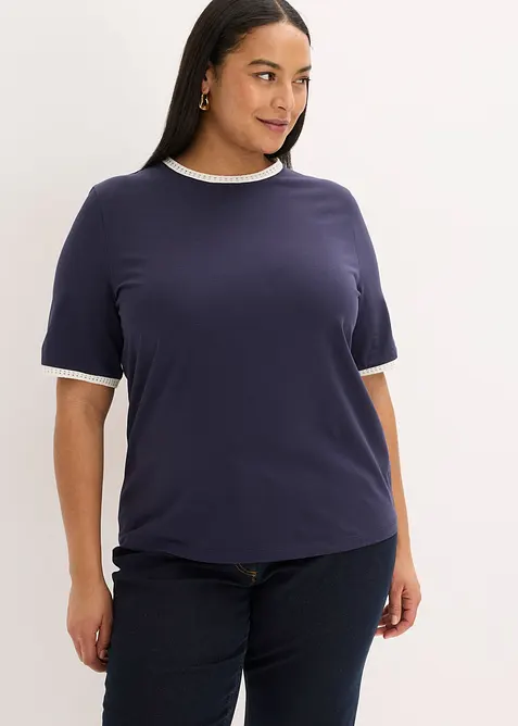 Maglia con bordatura in pizzo, bonprix