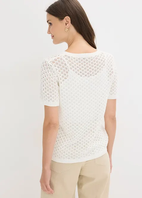 Maglione traforato in misto cotone, bonprix