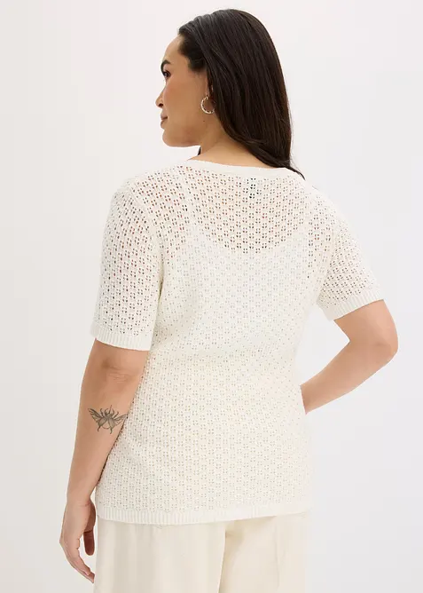 Maglione traforato in misto cotone, bonprix