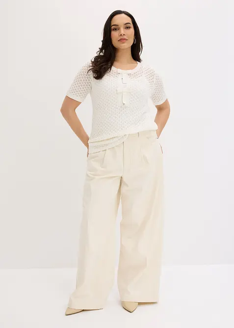 Maglione traforato in misto cotone, bonprix