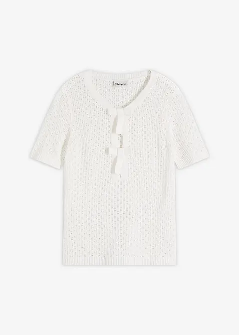 Maglione traforato in misto cotone, bonprix
