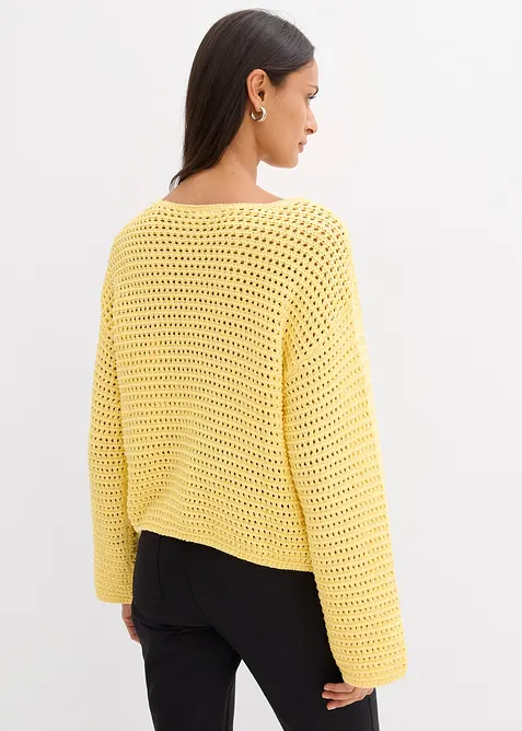 Maglione oversize traforato in puro cotone, bonprix