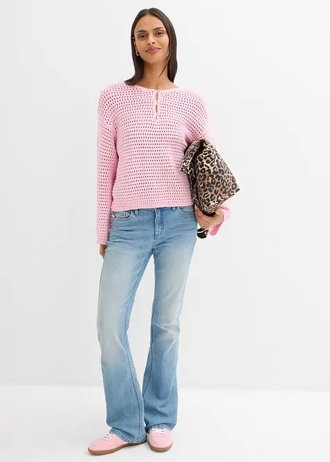 Maglione oversize traforato in puro cotone, bonprix