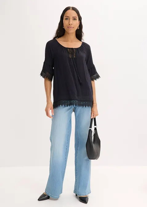 Tunica con pizzo in morbida viscosa, bonprix