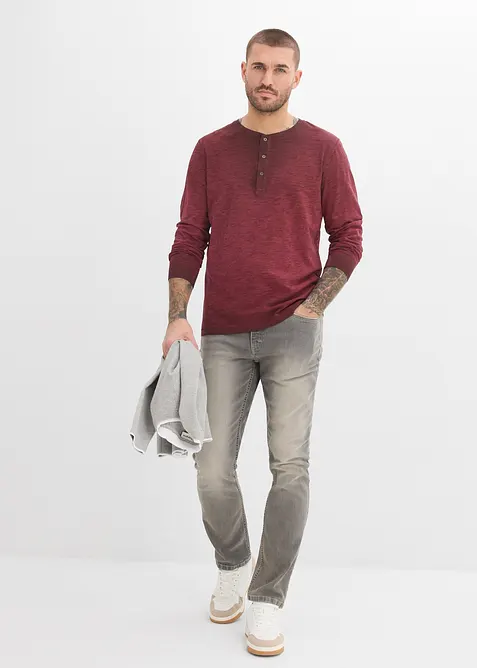 Maglia serafino a maniche lunghe in cotone biologico effetto lavato, bonprix