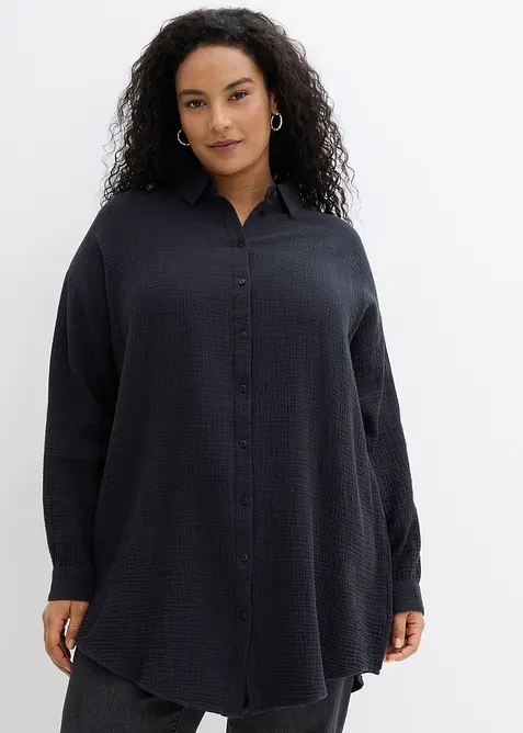 Camicia oversize in mussola di puro cotone, bonprix