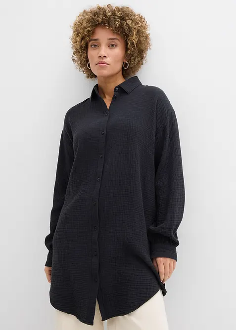 Camicia oversize in mussola di puro cotone, bonprix