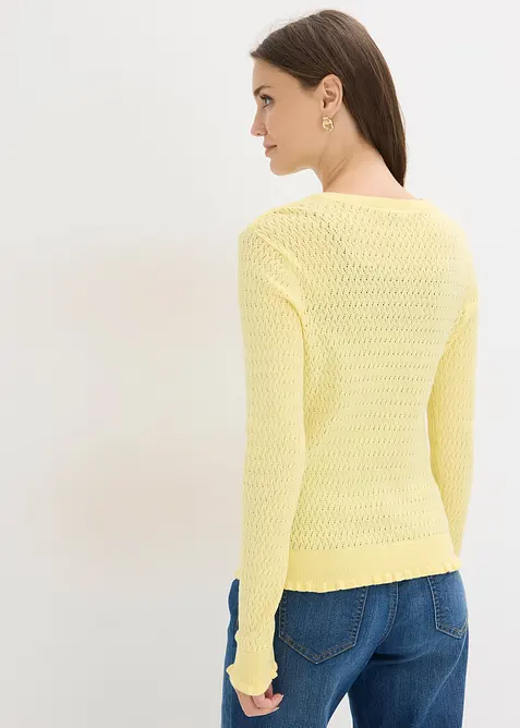 Cardigan traforato in misto cotone, bonprix