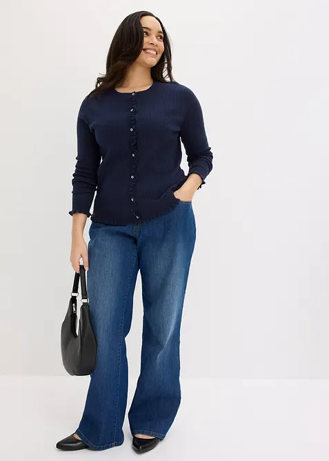 Cardigan traforato in misto cotone, bonprix