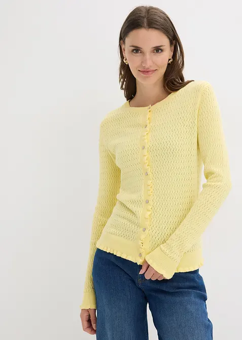 Cardigan traforato in misto cotone, bonprix