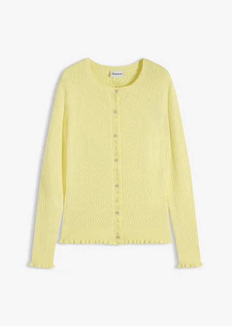 Cardigan traforato in misto cotone, bonprix