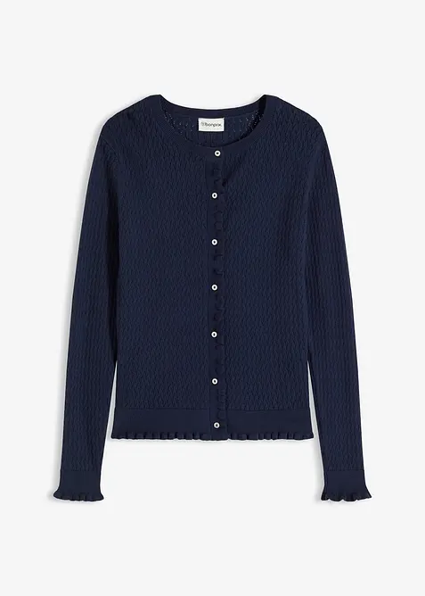Cardigan traforato in misto cotone, bonprix