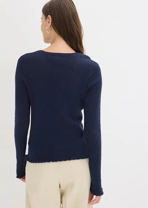 Cardigan traforato in misto cotone, bonprix